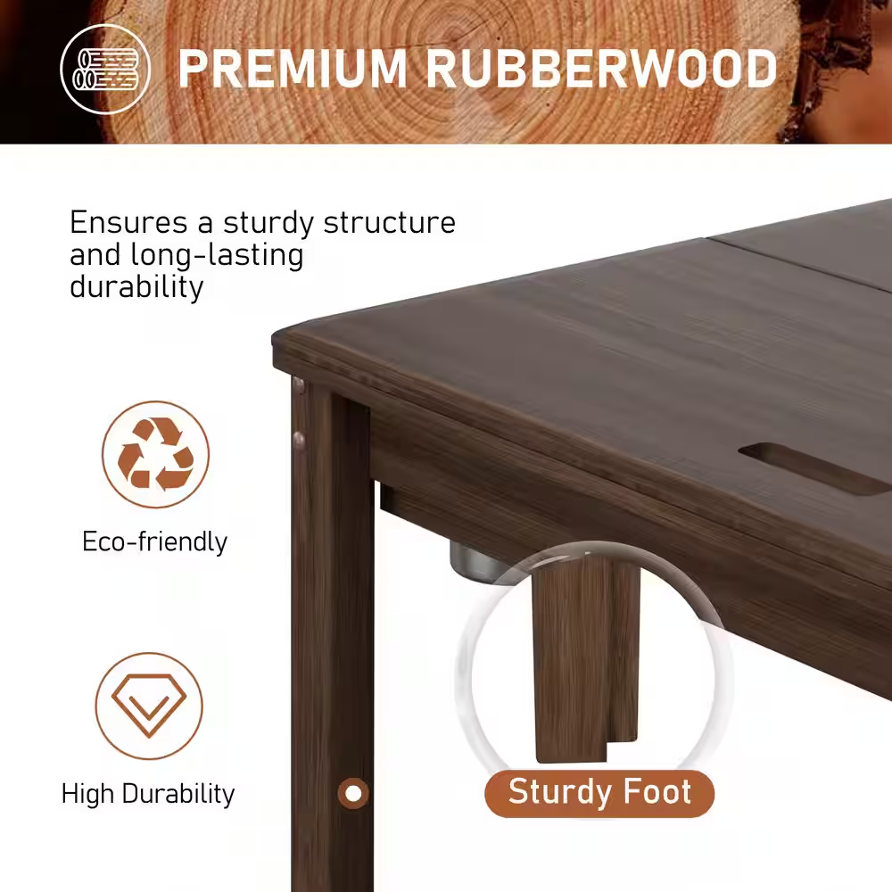 Wood Poker Table Convertible Gaming Table for 4-6 Players with Removable Tops